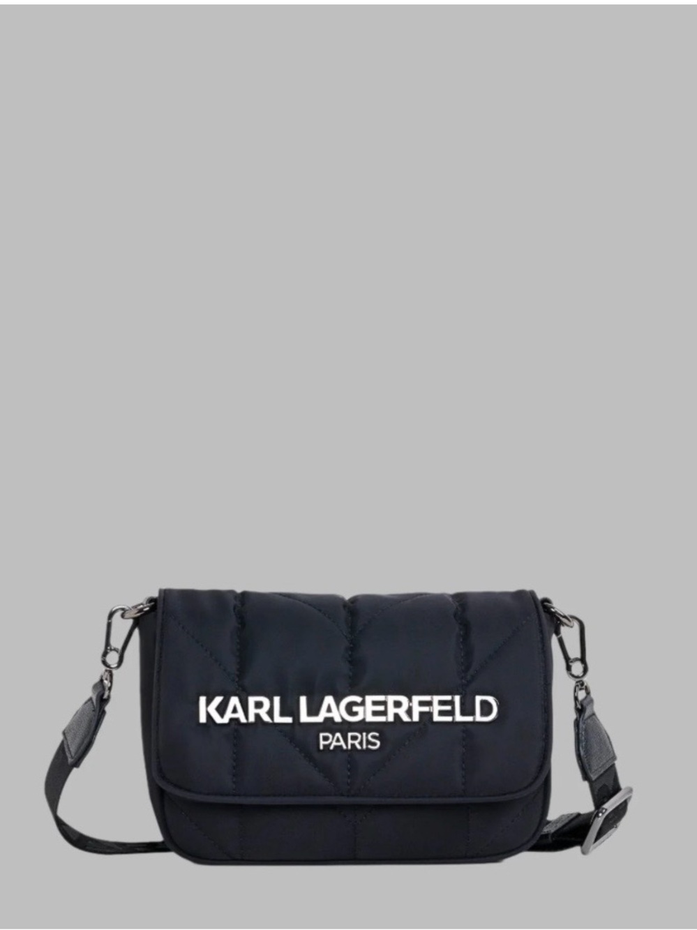 Karl Lagerfeld Black Voyage Quilted Logo Crossbody Bag